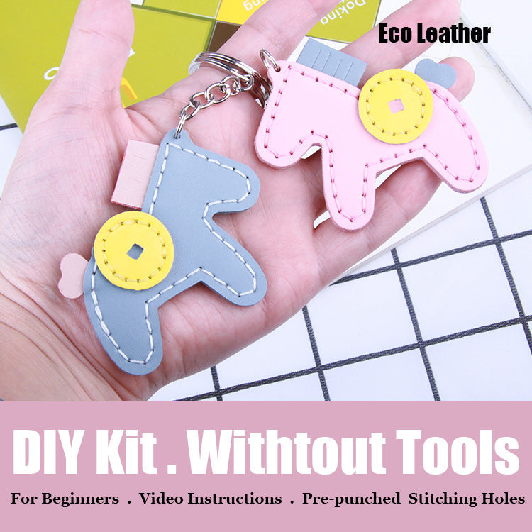 Cute DIY Leather Pony Key Charm Kit DIY Leather Project DIY Horse Leather Womens Bag Charm DIY Leather KeyRing Kit