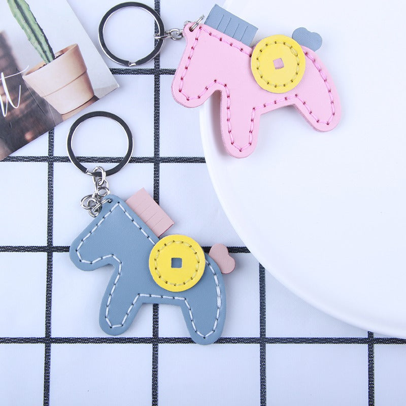 Cute DIY Leather Pony Key Charm Kit DIY Pink Leather Project DIY Horse Leather Womens Bag Charm DIY Leather KeyRing Kit