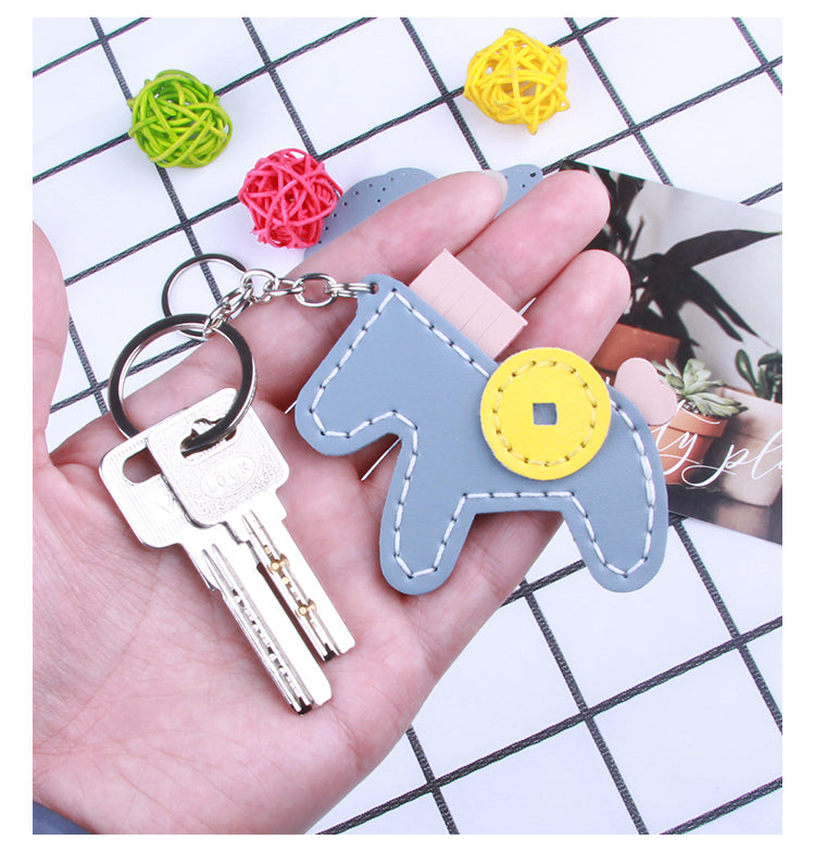 Cute DIY Leather Pony Key Charm Kit DIY Blue Leather Project DIY Horse Leather Womens Bag Charm DIY Leather KeyRing Kit