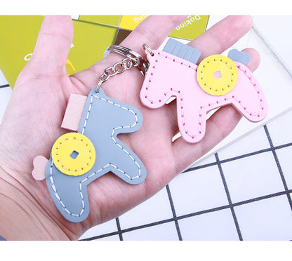 Cute DIY Leather Pony Key Charm Kit DIY Leather Project DIY Horse Leather Womens Bag Charm DIY Leather KeyRing Kit