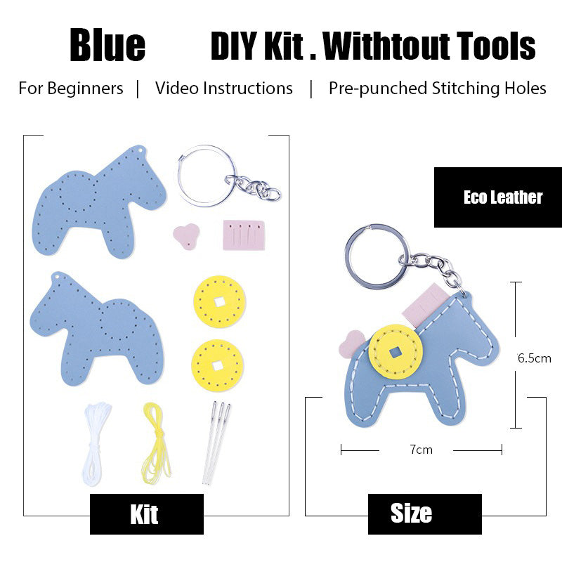 Cute DIY Leather Pony Key Charm Kit DIY Leather Project DIY Horse Leather Womens Bag Charm DIY Leather KeyRing Kit