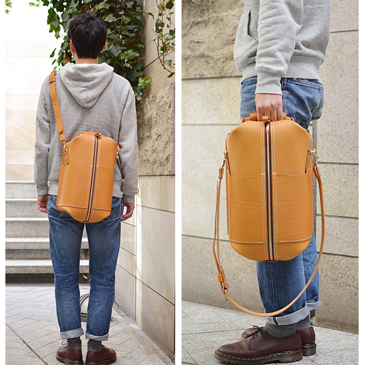 Mens Leather Barrel Side Bag Patterns Leather Pattern Bucket Shoulder Bag Leather Craft Pattern