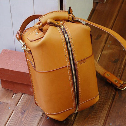 Mens Leather Barrel Side Bag Patterns Leather Pattern Bucket Shoulder Bag Leather Craft Pattern