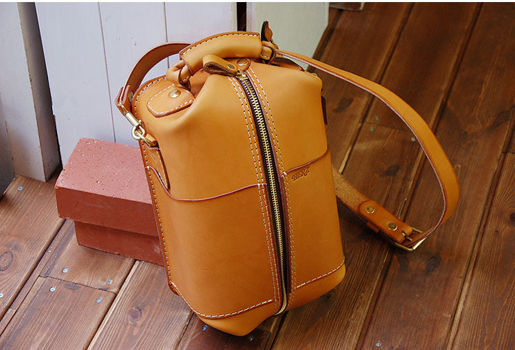 Mens Leather Barrel Side Bag Patterns Leather Pattern Bucket Shoulder Bag Leather Craft Pattern