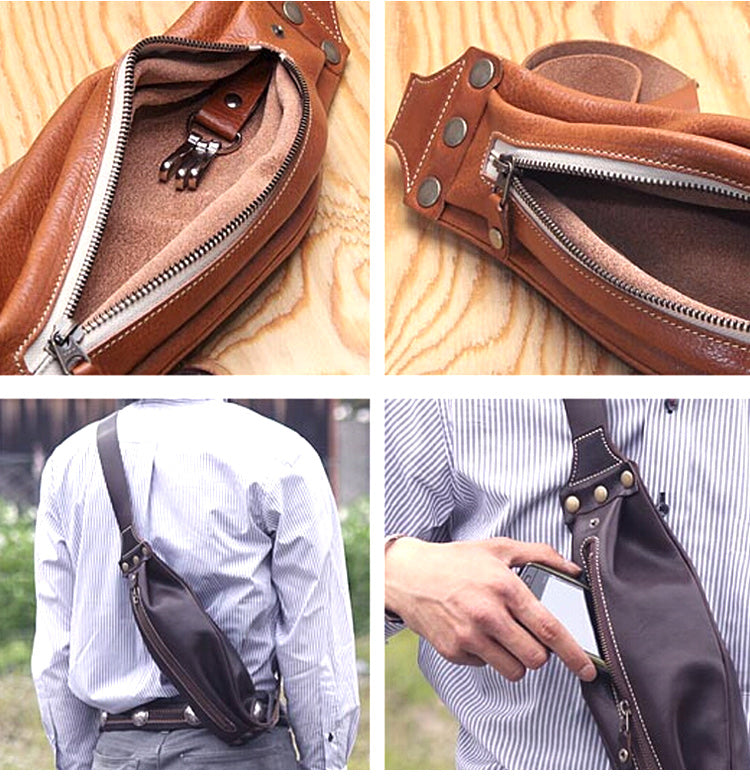 Mens Leather Slim Sling Bag Pattern Leather Patterns Crossbody Pack Leather Craft Pattern