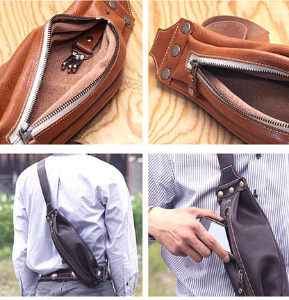 Mens Leather Slim Sling Bag Patterns Leather Patterns Crossbody Pack Leather Craft Pattern