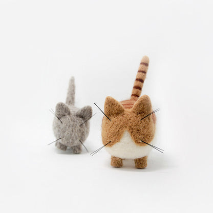 Needle Felted Felting project Animals Cat Tan White Cute Craft