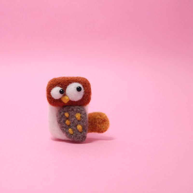 Needle Felted Felting project Animals Owl Cute Brooch Jewelry