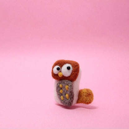 Needle Felted Felting project Animals Owl Cute Brooch Jewelry