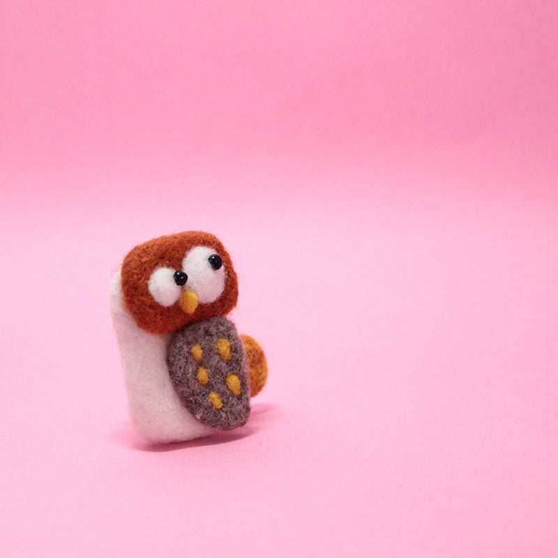 Needle Felted Felting project Animals Owl Cute Brooch Jewelry