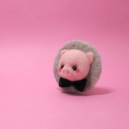 Needle Felted Felting project Animals Pig Cute Brooch Jewelry