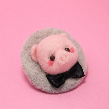 Needle Felted Felting project Animals Pig Cute Brooch Jewelry