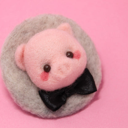 Needle Felted Felting project Animals Pig Cute Brooch Jewelry