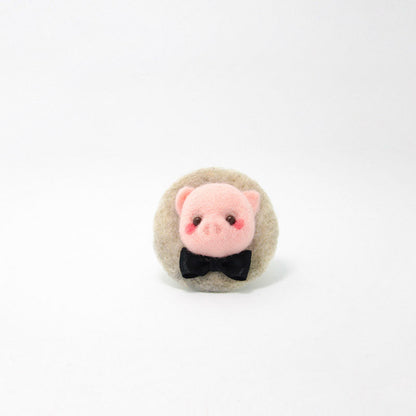 Needle Felted Felting project Animals Pig Cute Brooch Jewelry