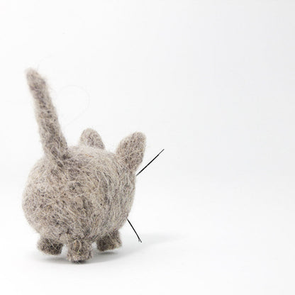 Needle Felted Felting project Animals Cat Gray Cute Craft