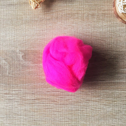 Needle felted wool felting Bright Pink wool Roving for felting supplies short fabric easy felt