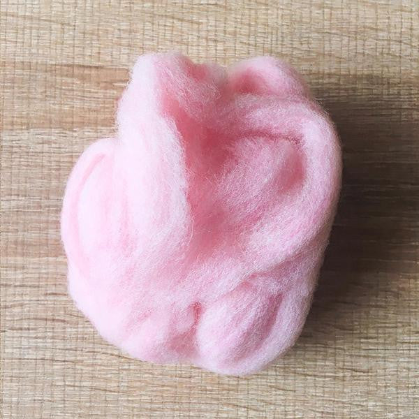 Needle felted supplies wool felting Pink wool Roving for felting short fabric