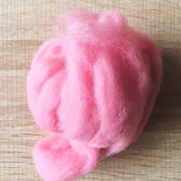 Needle felted supplies wool felting Pink wool Roving for felting short fabric