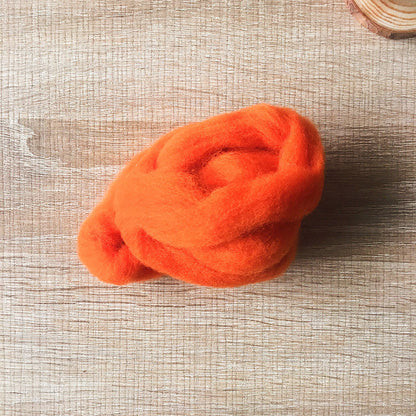 Needle felted wool felting warm orange wool Roving for felting supplies short fabric easy felt