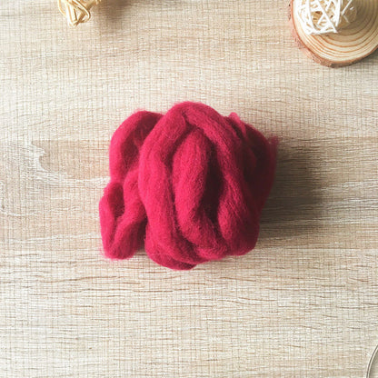 Needle felted wool felting Berry Red wool Roving for felting supplies short fabric easy felt