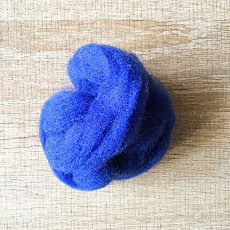 Needle felted wool felting Blue Cerulean wool Roving for felting supplies short fabric easy felt