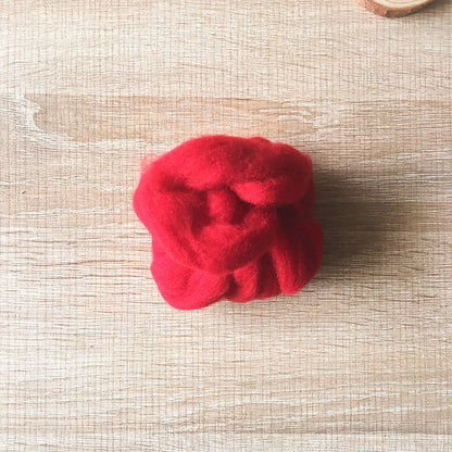 Needle felted wool felting Cherry Red wool Roving for felting supplies short fabric easy felt