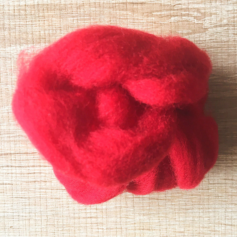 Needle felted wool felting Cherry Red wool Roving for felting supplies short fabric easy felt