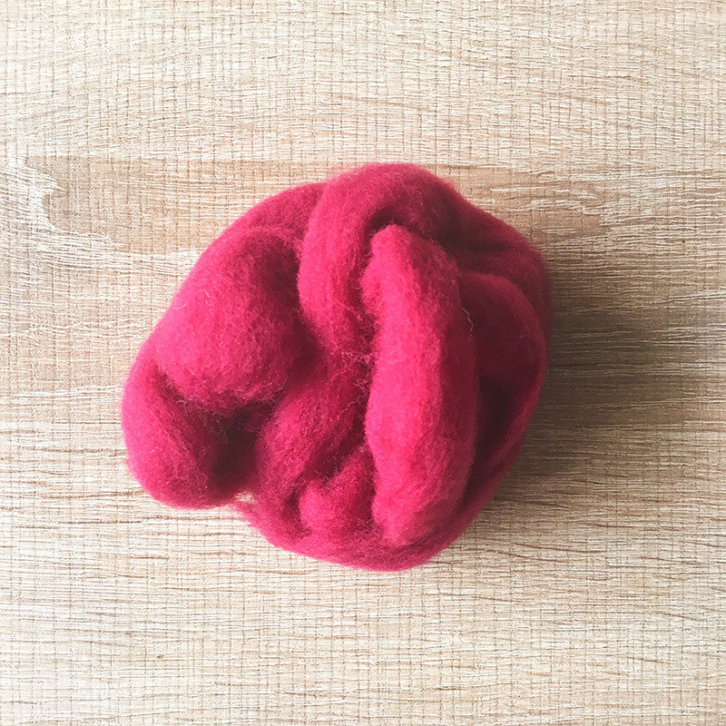 Needle felted wool felting Cranberry Red wool Roving for felting supplies short fabric easy felt