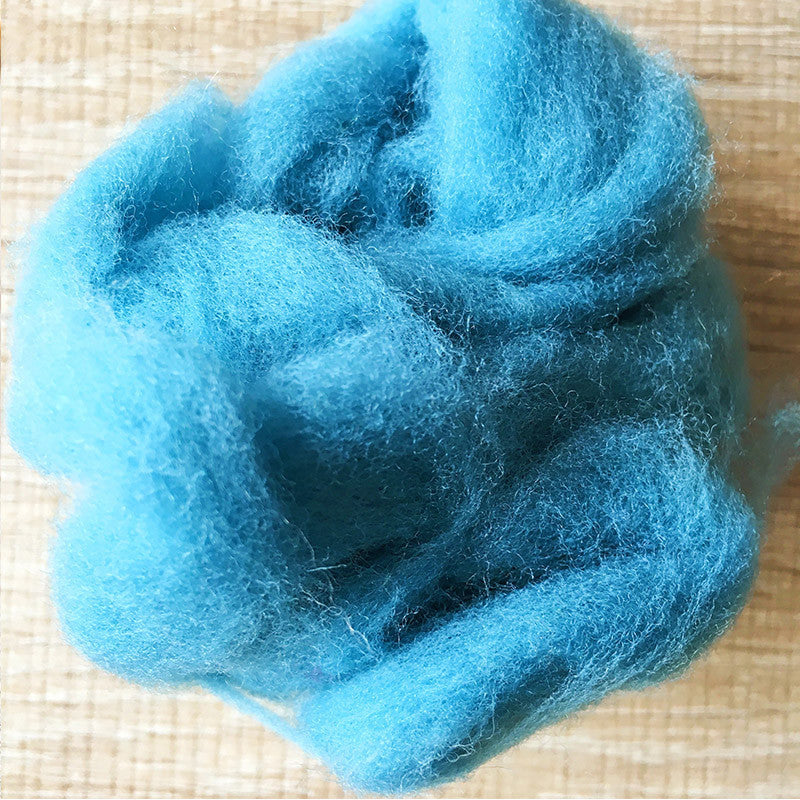 Needle felted supplies wool felting Blue wool Roving for felting short fabric