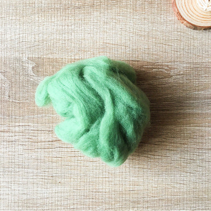 Needle felted wool felting Green Leaf wool Roving for felting supplies short fabric easy felt