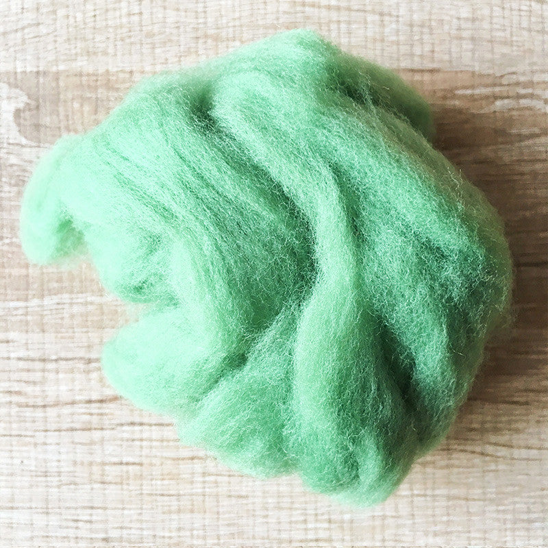 Needle felted wool felting Green Leaf wool Roving for felting supplies short fabric easy felt