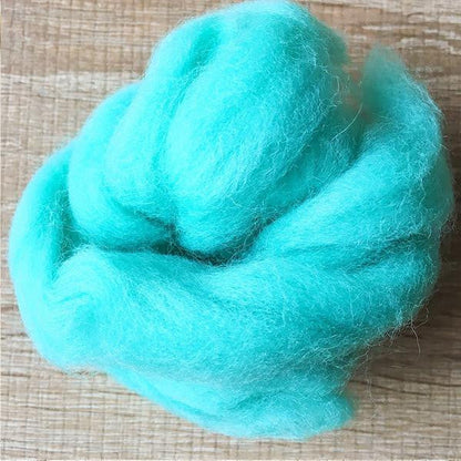 Needle felted supplies wool felting Green wool Roving for felting short fabric