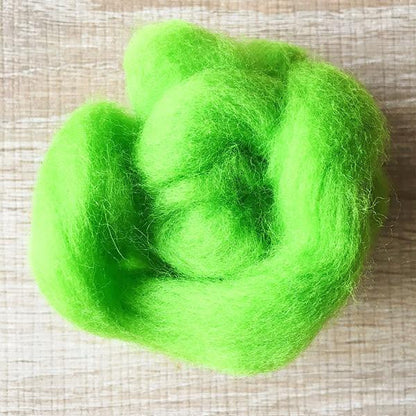 Needle felted supplies wool felting Green wool Roving for felting short fabric