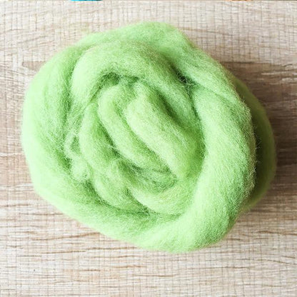 Needle felted supplies wool felting Green wool Roving for felting short fabric