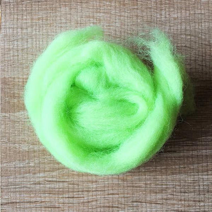 Needle felted supplies wool felting Green wool Roving for felting short fabric