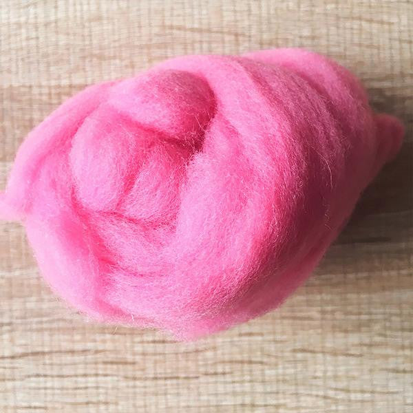 Needle felted supplies wool felting Pink wool Roving for felting short fabric