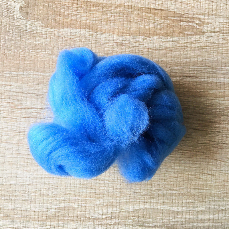 Needle felted wool felting Blue Doraemon Blue wool Roving for felting supplies short fabric easy felt