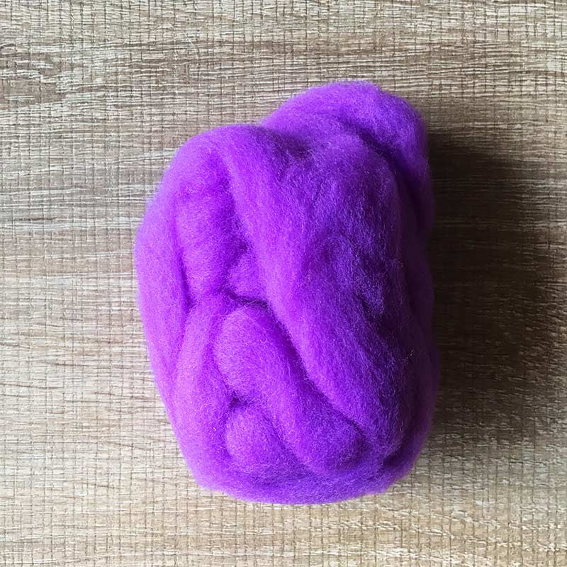 Needle felted wool felting bright purple wool Roving for felting supplies short fabric easy felt