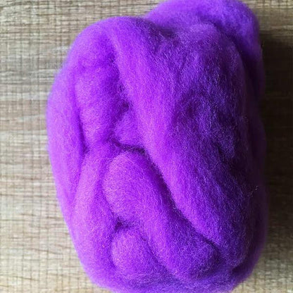 Needle felted supplies wool felting purple wool Roving for felting short fabric