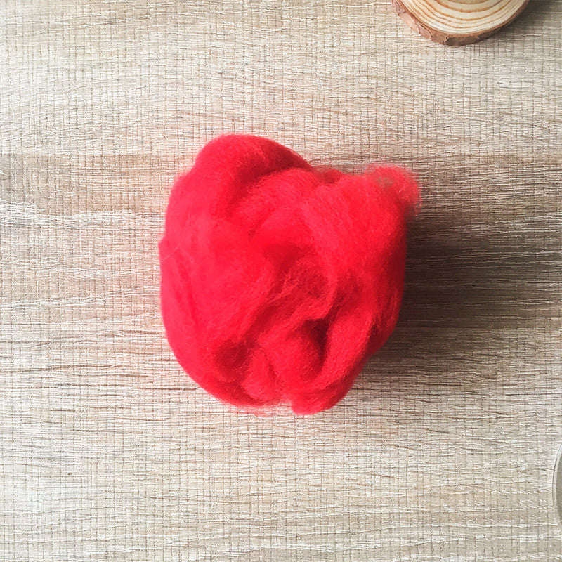 Needle felted wool felting bright red wool Roving for felting supplies short fabric easy felt