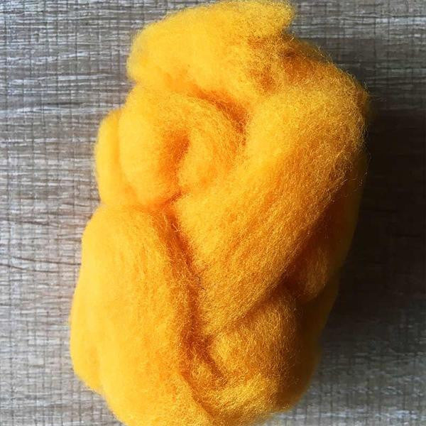 Needle felted supplies wool felting Yellow wool Roving for felting short fabric