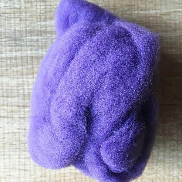 Needle felted supplies wool felting purple wool Roving for felting short fabric