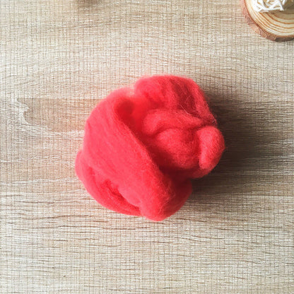 Needle felted wool felting orange red wool Roving for felting supplies short fabric easy felt