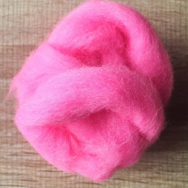 Needle felted supplies wool felting Pink wool Roving for felting short fabric