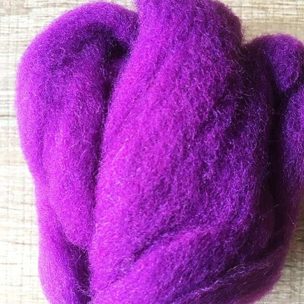 Needle felted supplies wool felting purple wool Roving for felting short fabric