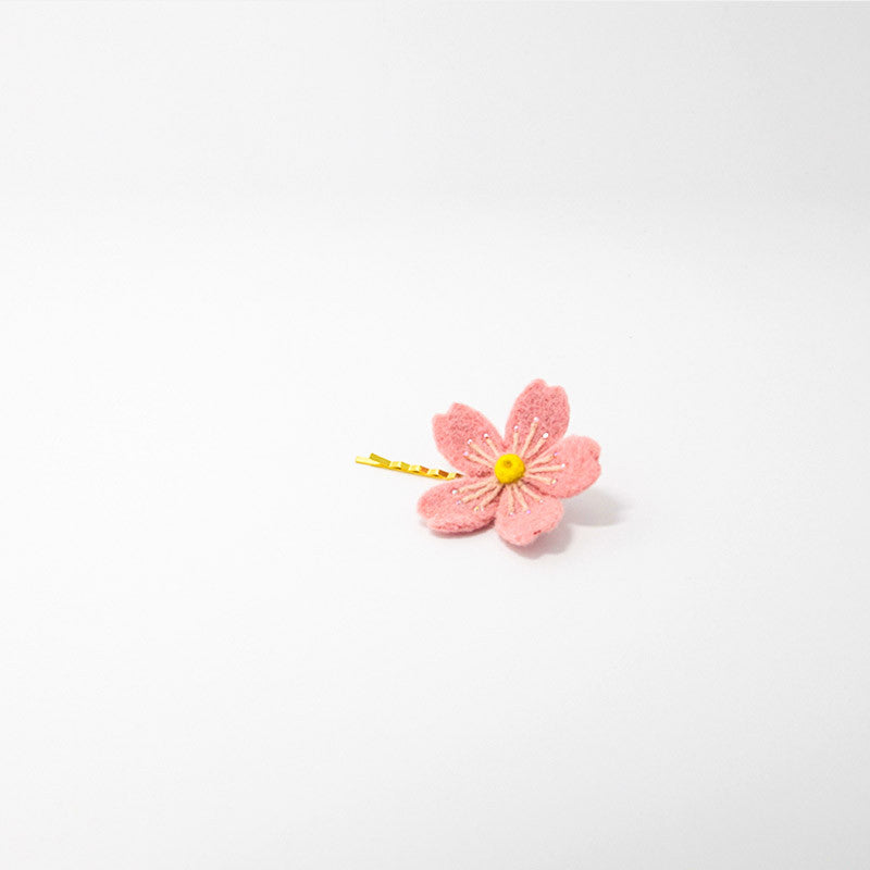 Needle Felted project Hair Pin Flower Sakura Jewelry Craft