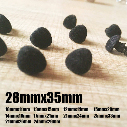 Needle felting supplies animal velour dog puppy nose 10 pieces 28mmx35mm Safety nose Animal nose Amigurumi nose Doll nose Stuffed Toy nose Doll Parts Plastic nose Black