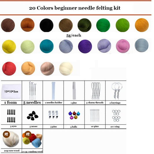 Needle Felting Kits For Beginner 20 Colors Felting Materials Needle Felting 66s Wool Needle Felting Supplies