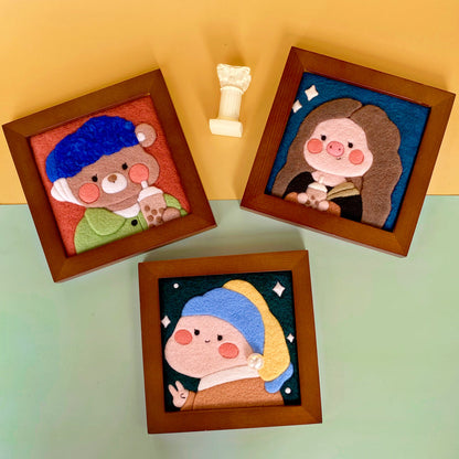 Needle felted Painting Kit Needle felting Project Girl with a Pearl Earring Needle felting For Beginners