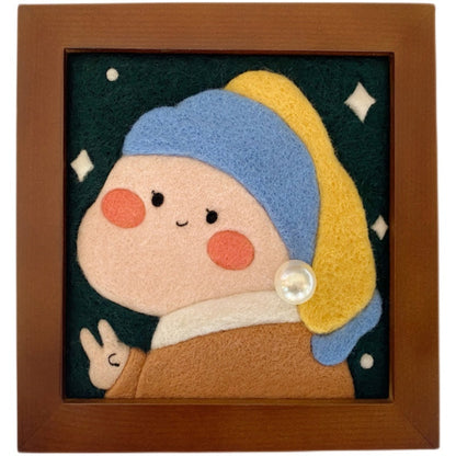 Needle felted Painting Kit Needle felting Project Girl with a Pearl Earring Needle felting For Beginners